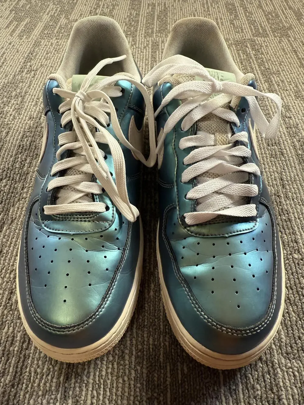 Nike Air Force 1 '07 LV8 Shoes Mens Size 9 Iridescent Teal Green Low 823511-301